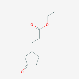 molecular formula C10H16O3 B14368495 Cyclopentanepropanoic acid, 3-oxo-, ethyl ester CAS No. 92015-98-0