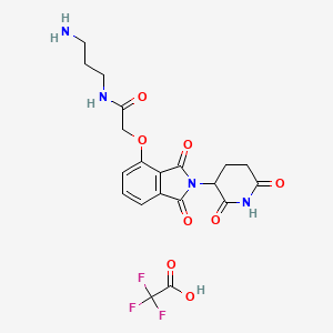 molecular formula C20H21F3N4O8 B1436856 N-(3-Aminopropyl)-2-((2-(2,6-dioxopiperidin-3-yl)-1,3-dioxoisoindolin-4-yl)oxy)acetamide trifluoroacetic acid salt CAS No. 2022182-58-5