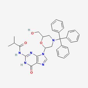 molecular formula C33H34N6O4 B1436864 4-Trityl-6-[2-(isobutyrylamino)-6-oxo-1,6-dihydro-9H-purine-9-yl]morpholine-2-methanol CAS No. 956139-24-5