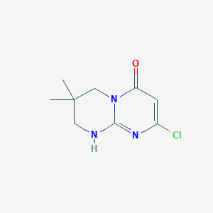 molecular formula C9H12ClN3O B1436866 2-chloro-7,7-dimethyl-6,7,8,9-tetrahydro-4H-pyrimido[1,2-a]pyrimidin-4-one CAS No. 1383777-81-8