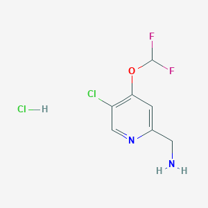 molecular formula C7H8Cl2F2N2O B1436878 (5-Chloro-4-(difluoromethoxy)pyridin-2-yl)methanamine hydrochloride CAS No. 2231676-84-7