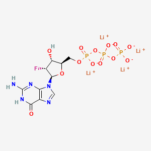 molecular formula C10H11FLi4N5O13P3 B1436881 Lithium ((2R,3R,4R,5R)-5-(2-amino-6-oxo-1,6-dihydro-9H-purin-9-yl)-4-fluoro-3-hydroxytetrahydrofuran-2-yl)methyl triphosphate CAS No. 202186-97-8
