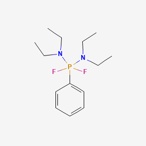 molecular formula C14H25F2N2P B14368845 N,N,N',N'-Tetraethyl-1,1-difluoro-1-phenyl-lambda~5~-phosphanediamine CAS No. 93633-41-1