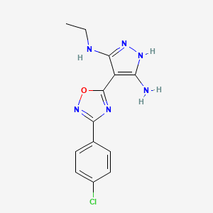 molecular formula C13H13ClN6O B1436887 4-[3-(4-Chlorophenyl)-1,2,4-oxadiazol-5-yl]-3-N-ethyl-1H-pyrazole-3,5-diamine CAS No. 1188305-11-4