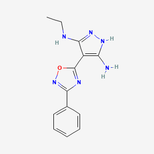 molecular formula C13H14N6O B1436905 3-N-ethyl-4-(3-phenyl-1,2,4-oxadiazol-5-yl)-1H-pyrazole-3,5-diamine CAS No. 1188304-98-4