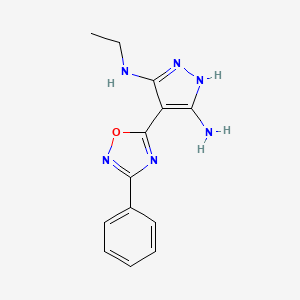 molecular formula C13H14N6O B1436905 N3-ethyl-4-(3-phenyl-1,2,4-oxadiazol-5-yl)-1H-pyrazole-3,5-diamine CAS No. 1188304-98-4