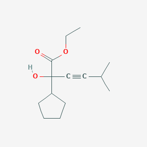 molecular formula C14H22O3 B14369210 Ethyl 2-cyclopentyl-2-hydroxy-5-methylhex-3-ynoate CAS No. 92956-97-3