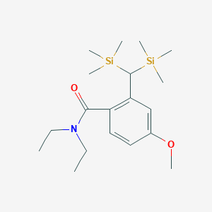 molecular formula C19H35NO2Si2 B14369345 2-[Bis(trimethylsilyl)methyl]-N,N-diethyl-4-methoxybenzamide CAS No. 90359-74-3