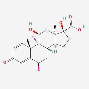 molecular formula C20H24F2O5 B1436948 (6S,8S,9R,10S,11S,13S,14S,17R)-6,9-difluoro-11,17-dihydroxy-10,13-dimethyl-3-oxo-6,7,8,9,10,11,12,13,14,15,16,17-dodecahydro-3H-cyclopenta[a]phenanthrene-17-carboxylic acid CAS No. 1234557-20-0