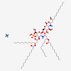 molecular formula C80H154N3O20P B1436949 azanium;[(2R,3S,4R,5R,6R)-5-[[(3R)-3-dodecanoyloxytetradecanoyl]amino]-2-(hydroxymethyl)-4-[(3R)-3-tetradecanoyloxytetradecanoyl]oxy-6-[[(2R,3S,4R,5R,6S)-3,4,6-trihydroxy-5-[[(3R)-3-hydroxytetradecanoyl]amino]oxan-2-yl]methoxy]oxan-3-yl] hydrogen phosphate CAS No. 1699735-79-9