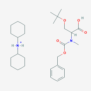 molecular formula C28H47N2O5+ B1436964 dicyclohexylazanium;2-[methyl(phenylmethoxycarbonyl)amino]-3-[(2-methylpropan-2-yl)oxy]propanoic acid CAS No. 1589095-95-3