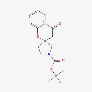 molecular formula C17H21NO4 B1437044 Tert-butyl 4-oxo-3,4-dihydrospiro[1-benzopyran-2,3'-pyrrolidine]-1'-carboxylate CAS No. 1013334-96-7