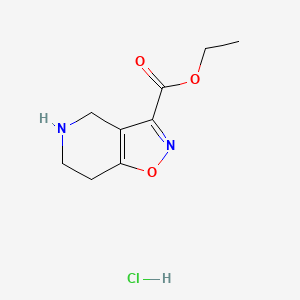 molecular formula C9H13ClN2O3 B1437048 Ethyl 4,5,6,7-tetrahydroisoxazolo[4,5-c]pyridine-3-carboxylate hydrochloride CAS No. 912265-91-9