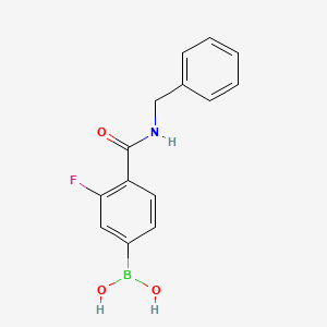 molecular formula C14H13BFNO3 B1437061 (4-(Benzylcarbamoyl)-3-fluorophenyl)boronic acid CAS No. 874289-19-7