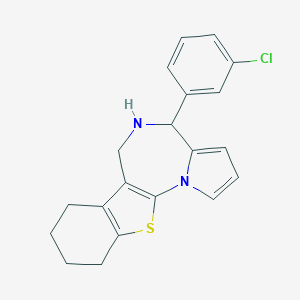 molecular formula C20H19ClN2S B143707 4H-(1)Benzothieno(3,2-f)pyrrolo(1,2-a)(1,4)diazepine, 5,6,7,8,9,10-hexahydro-4-(3-chlorophenyl)- CAS No. 126684-59-1