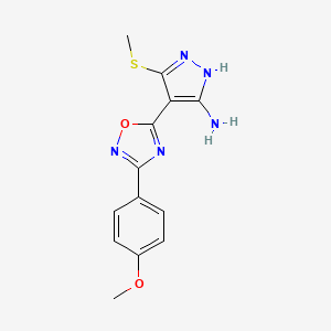 molecular formula C13H13N5O2S B1437071 3-(Methylthio)-4-[3-(4-methoxyphenyl)-1,2,4-oxadiazole-5-yl]-1H-pyrazole-5-amine CAS No. 1188304-93-9