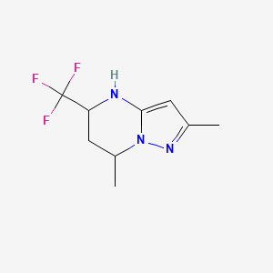 molecular formula C9H12F3N3 B1437072 2,7-dimethyl-5-(trifluoromethyl)-4H,5H,6H,7H-pyrazolo[1,5-a]pyrimidine CAS No. 949980-32-9