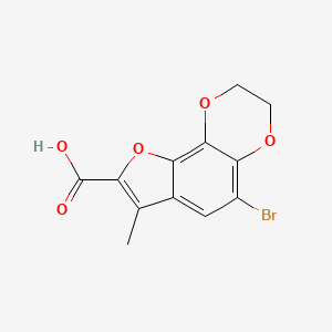 molecular formula C12H9BrO5 B1437085 5-Bromo-7-methyl-2,3-dihydrofuro-[2,3-f][1,4]benzodioxine-8-carboxylic acid CAS No. 933682-36-1