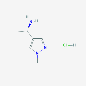 molecular formula C6H12ClN3 B1437102 (S)-1-(1-Methyl-1H-pyrazol-4-yl)ethan-1-amine hydrochloride CAS No. 1344933-05-6