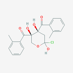 molecular formula C21H21ClO6 B1437107 ((3R,4S)-6-Chloro-3,4,6-trihydroxytetrahydro-2H-pyran-3,4-diyl)bis(o-tolylmethanone) CAS No. 516511-18-5