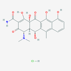 molecular formula C22H23ClN2O8 B1437108 (4S,4aR,5R,12aS)-4-(Dimethylamino)-3,5,10,11,12a-pentahydroxy-6-methyl-1,12-dioxo-1,4,4a,5,12,12a-hexahydrotetracene-2-carboxamide hydrochloride CAS No. 51596-09-9
