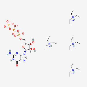 B1437109 Triethylammonium ((2R,3R,4R,5R)-5-(2-amino-6-oxo-1,6-dihydro-9H-purin-9-yl)-3,4-dihydroxy-4-methyltetrahydrofuran-2-yl)methyl triphosphate CAS No. 1704427-88-2