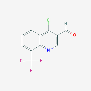 molecular formula C11H5ClF3NO B1437116 4-Chloro-8-(trifluoromethyl)quinoline-3-carbaldehyde CAS No. 1493637-77-6