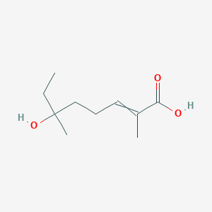 molecular formula C10H18O3 B14371168 6-Hydroxy-2,6-dimethyloct-2-enoic acid CAS No. 91539-51-4