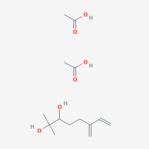 molecular formula C14H26O6 B14371191 Acetic acid;2-methyl-6-methylideneoct-7-ene-2,3-diol CAS No. 89872-28-6