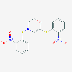 molecular formula C16H13N3O5S2 B14371272 4,6-Bis[(2-nitrophenyl)sulfanyl]-3,4-dihydro-2H-1,4-oxazine CAS No. 89876-78-8