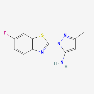 molecular formula C11H9FN4S B1437132 2-(6-氟-1,3-苯并噻唑-2-基)-5-甲基吡唑-3-胺 CAS No. 1177299-06-7