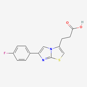 molecular formula C14H11FN2O2S B1437147 3-[6-(4-Fluorophenyl)imidazo[2,1-b][1,3]thiazol-3-yl]propanoic acid CAS No. 1040631-71-7