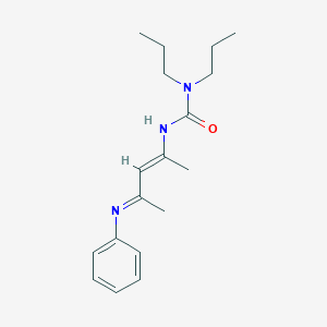 molecular formula C18H27N3O B14371545 3-[(E)-4-phenyliminopent-2-en-2-yl]-1,1-dipropylurea 