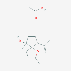molecular formula C15H26O4 B14371570 Acetic acid;2,9-dimethyl-6-prop-1-en-2-yl-1-oxaspiro[4.4]nonan-9-ol CAS No. 90292-58-3