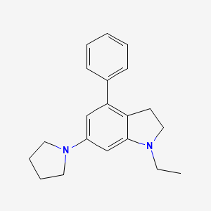 molecular formula C20H24N2 B14371572 1-Ethyl-4-phenyl-6-(pyrrolidin-1-yl)-2,3-dihydro-1H-indole CAS No. 90909-24-3