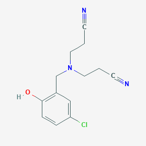 molecular formula C13H14ClN3O B14371663 3,3'-{[(5-Chloro-2-hydroxyphenyl)methyl]azanediyl}dipropanenitrile CAS No. 92026-63-6