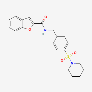 molecular formula C21H22N2O4S B14371729 N-{[4-(Piperidine-1-sulfonyl)phenyl]methyl}-1-benzofuran-2-carboxamide CAS No. 90141-26-7