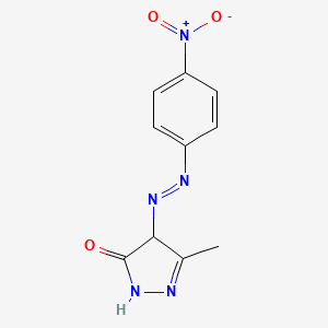 molecular formula C10H9N5O3 B14371747 5-Methyl-4-[(E)-(4-nitrophenyl)diazenyl]-2,4-dihydro-3H-pyrazol-3-one CAS No. 90844-48-7