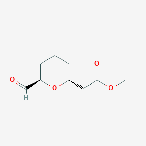 molecular formula C9H14O4 B14371816 Methyl [(2R,6R)-6-formyloxan-2-yl]acetate CAS No. 90020-39-6
