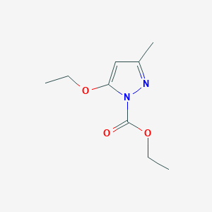 molecular formula C9H14N2O3 B14371818 Ethyl 5-ethoxy-3-methyl-1H-pyrazole-1-carboxylate CAS No. 90566-16-8