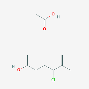 molecular formula C10H19ClO3 B14371885 Acetic acid;5-chloro-6-methylhept-6-en-2-ol CAS No. 91939-46-7
