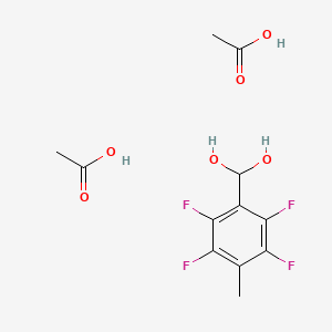 molecular formula C12H14F4O6 B14371899 Acetic acid;(2,3,5,6-tetrafluoro-4-methylphenyl)methanediol CAS No. 91185-02-3