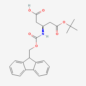 molecular formula C24H27NO6 B1437194 (S)-3-((((9H-芴-9-基)甲氧基)羰基)氨基)-5-(叔丁氧基)-5-氧代戊酸 CAS No. 1246651-90-0