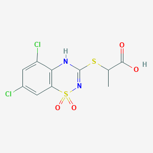 2-[(5,7-dichloro-1,1-dioxo-4H-1lambda6,2,4-benzothiadiazin-3-yl)sulfanyl]propanoic acid