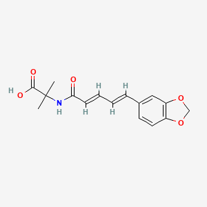molecular formula C16H17NO5 B14372007 N-(5-(1,3-Benzodioxol-5-yl)-1-oxo-2,4-pentadienyl)-2-methylalanine CAS No. 90778-76-0
