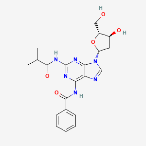 molecular formula C21H24N6O5 B14372190 N-[9-[(2R,4S,5R)-4-hydroxy-5-(hydroxymethyl)oxolan-2-yl]-2-(2-methylpropanoylamino)purin-6-yl]benzamide 