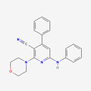 molecular formula C22H20N4O B14372211 6-Anilino-2-(morpholin-4-yl)-4-phenylpyridine-3-carbonitrile CAS No. 89816-08-0