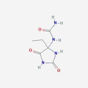molecular formula C6H10N4O3 B14372360 N-(4-Ethyl-2,5-dioxoimidazolidin-4-yl)urea CAS No. 91668-06-3