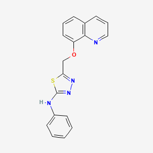 molecular formula C18H14N4OS B14372452 N-Phenyl-5-{[(quinolin-8-yl)oxy]methyl}-1,3,4-thiadiazol-2-amine CAS No. 90208-28-9