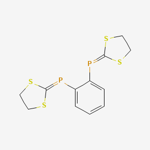 molecular formula C12H12P2S4 B14372477 (1,2-Phenylene)bis[(1,3-dithiolan-2-ylidene)phosphane] CAS No. 89982-94-5
